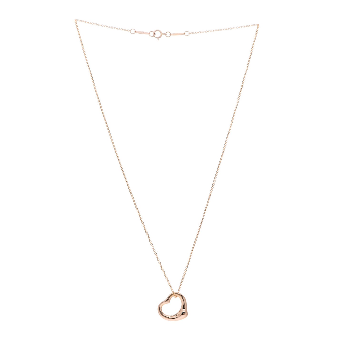 18K Rose Gold 16mm Elsa Peretti Open Heart Pendant Necklace