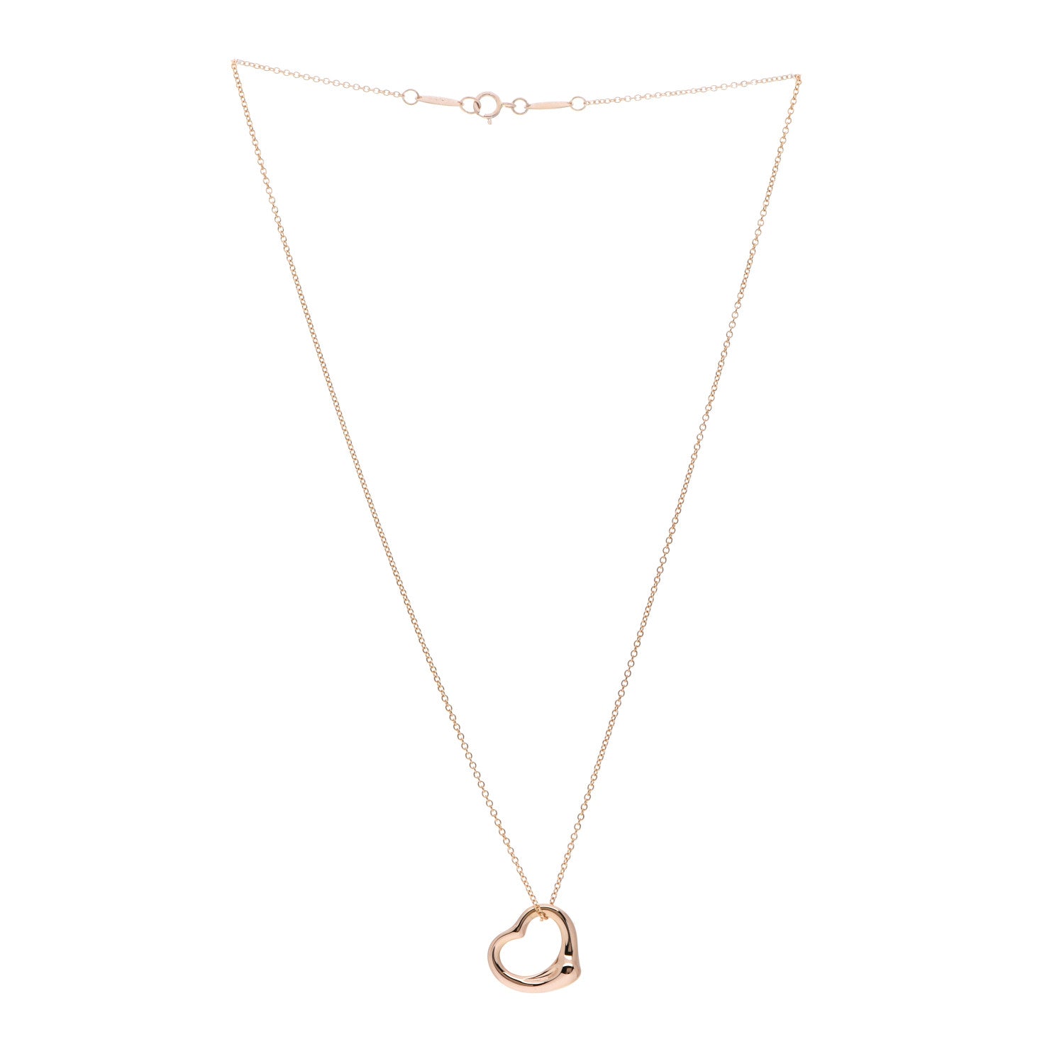 Tiffany 18K Rose Gold 16mm Elsa Peretti Open Heart Pendant Necklace 3 of 9