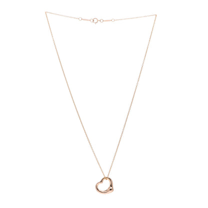 Tiffany 18K Rose Gold 16mm Elsa Peretti Open Heart Pendant Necklace 3 of 9