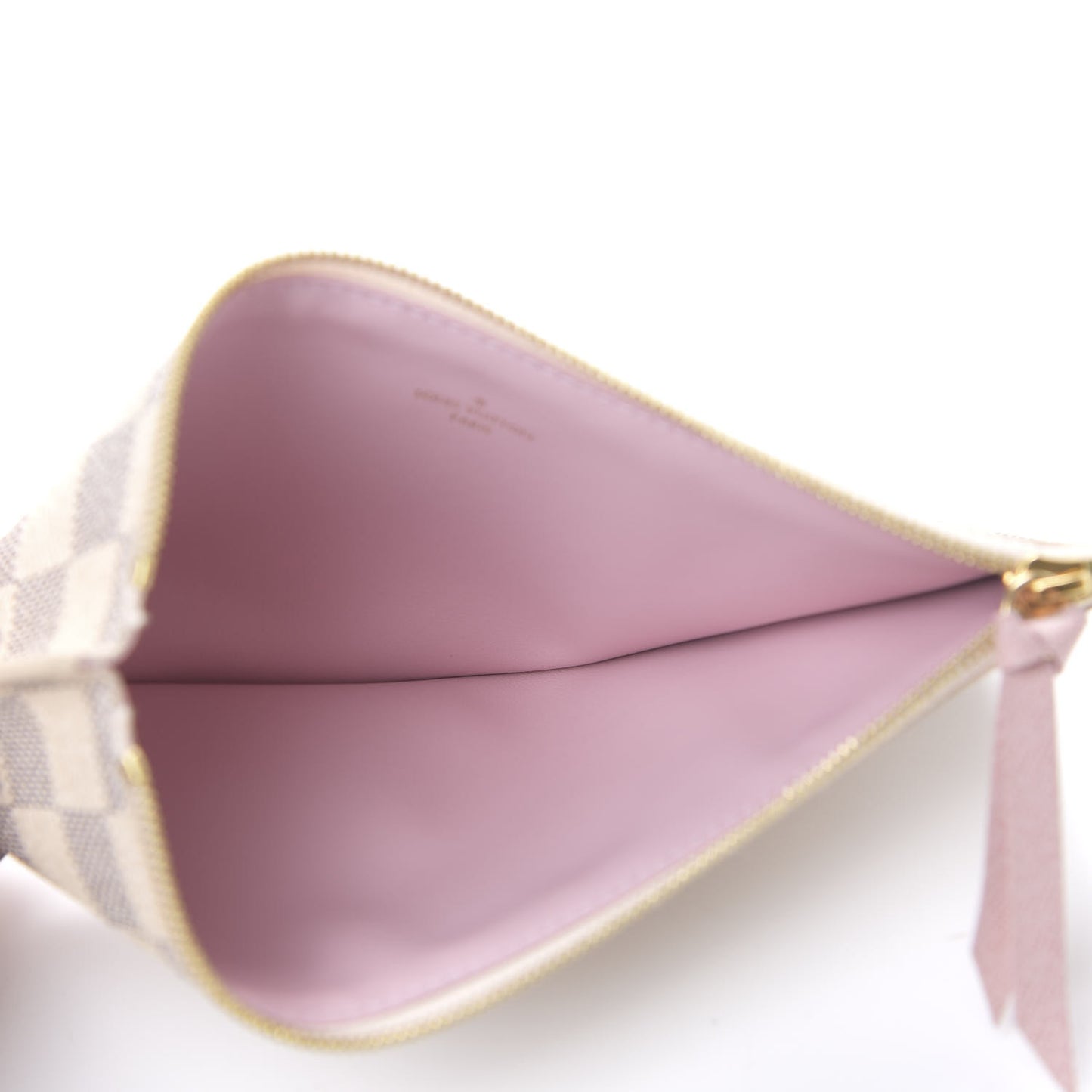 Damier Azur Felicie Chain Wallet Zippered Insert Rose Ballerine