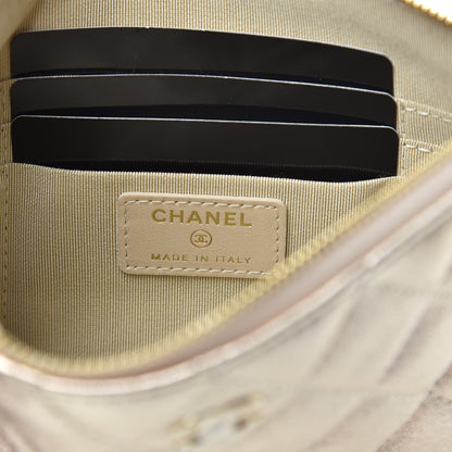 Chanel Metallic Lambskin Quilted Cosmetic Case Gold 6 of 8