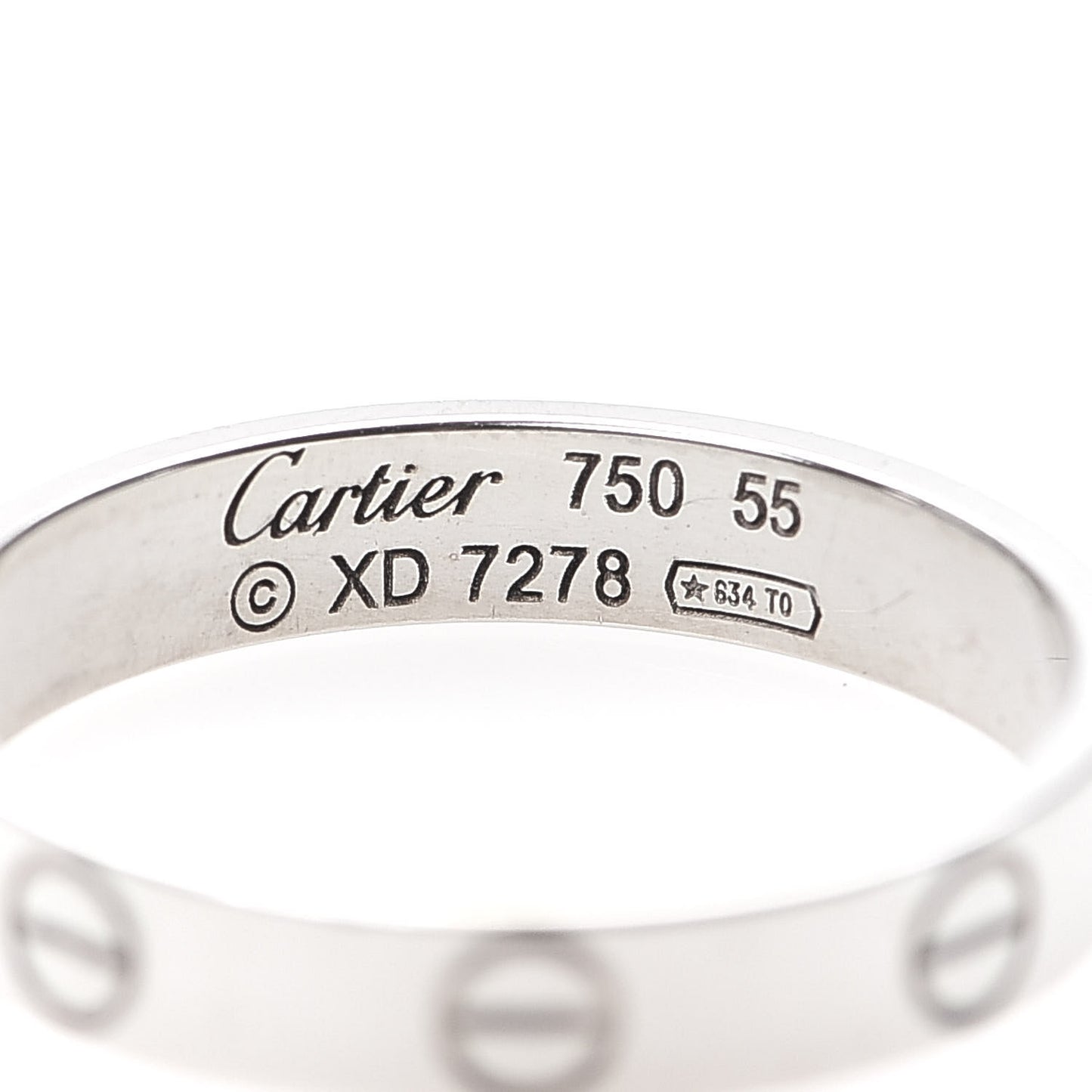 18K White Gold 3.5mm LOVE Wedding Band Ring 55 7.25