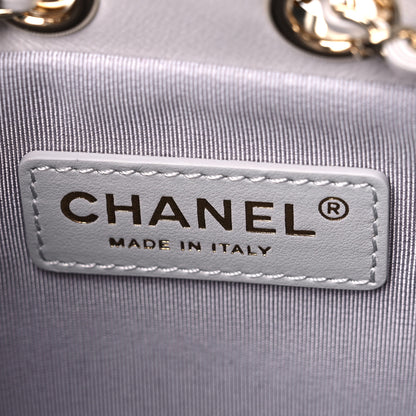 Chanel Calfskin Stitched Mini Drawstring CC Bag Light Grey 6 of 10