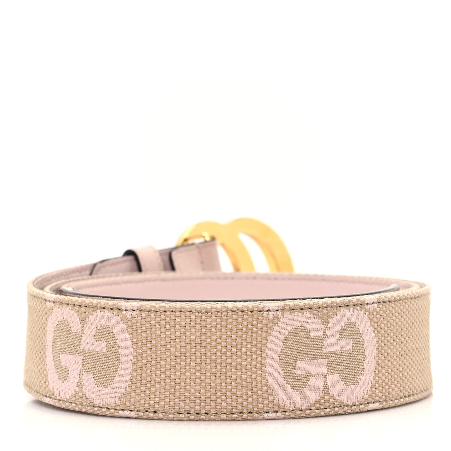 Monogram Jumbo GG Textured Dollar Calfskin Double G 40mm Belt 110 44 Camel Pink