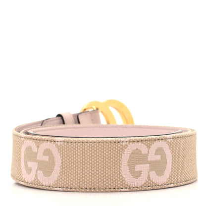 Gucci Monogram Jumbo GG Textured Dollar Calfskin Double G 40mm Belt 110 44 Camel Pink 2 of 4