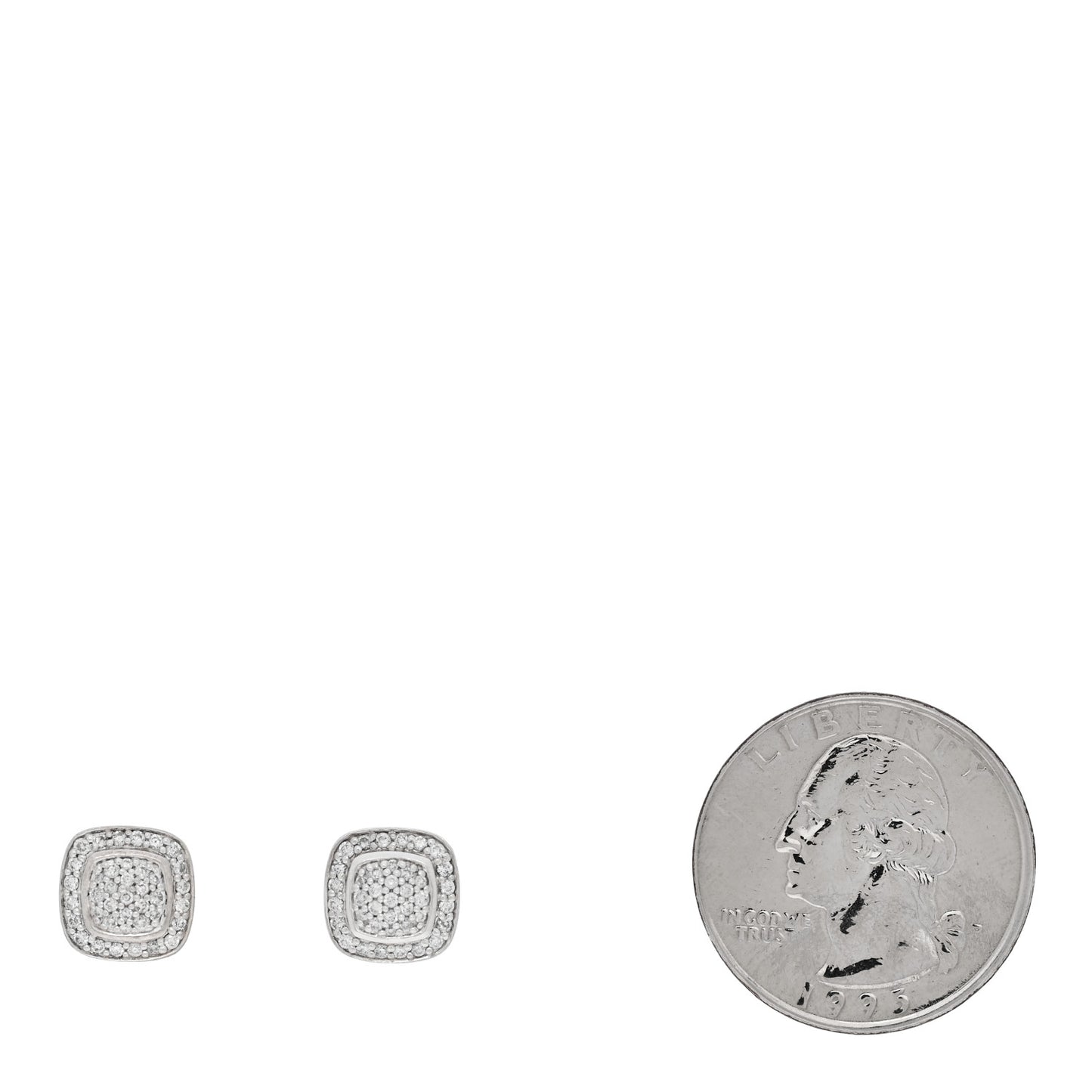Sterling Silver Diamond 5mm Pave Albion Earrings