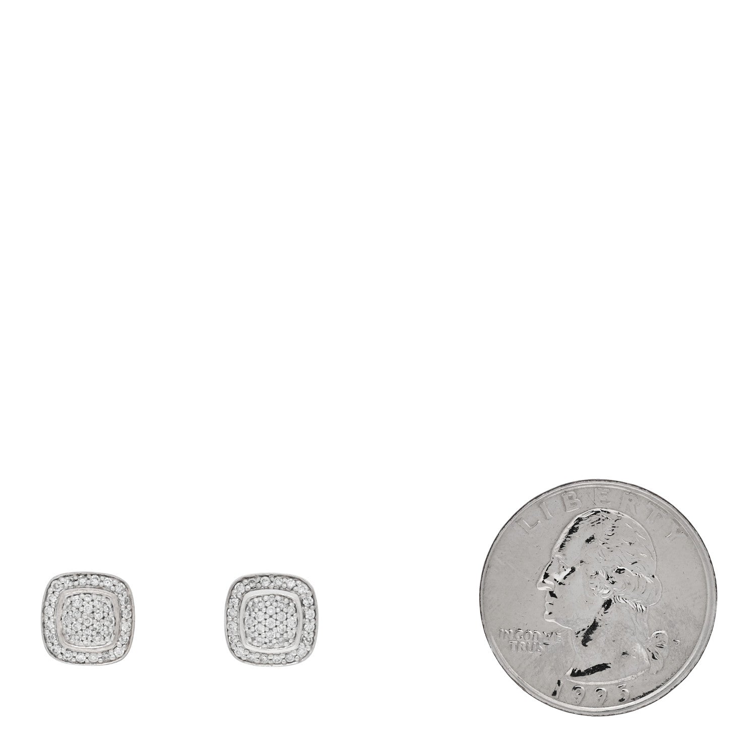 David Yurman Sterling Silver Diamond 5mm Pave Albion Earrings 2 of 4