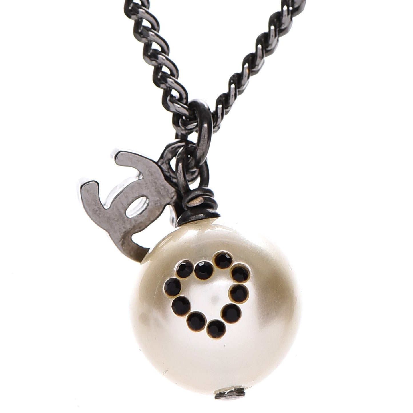 Pearl CC Pendant Necklace Ruthenium