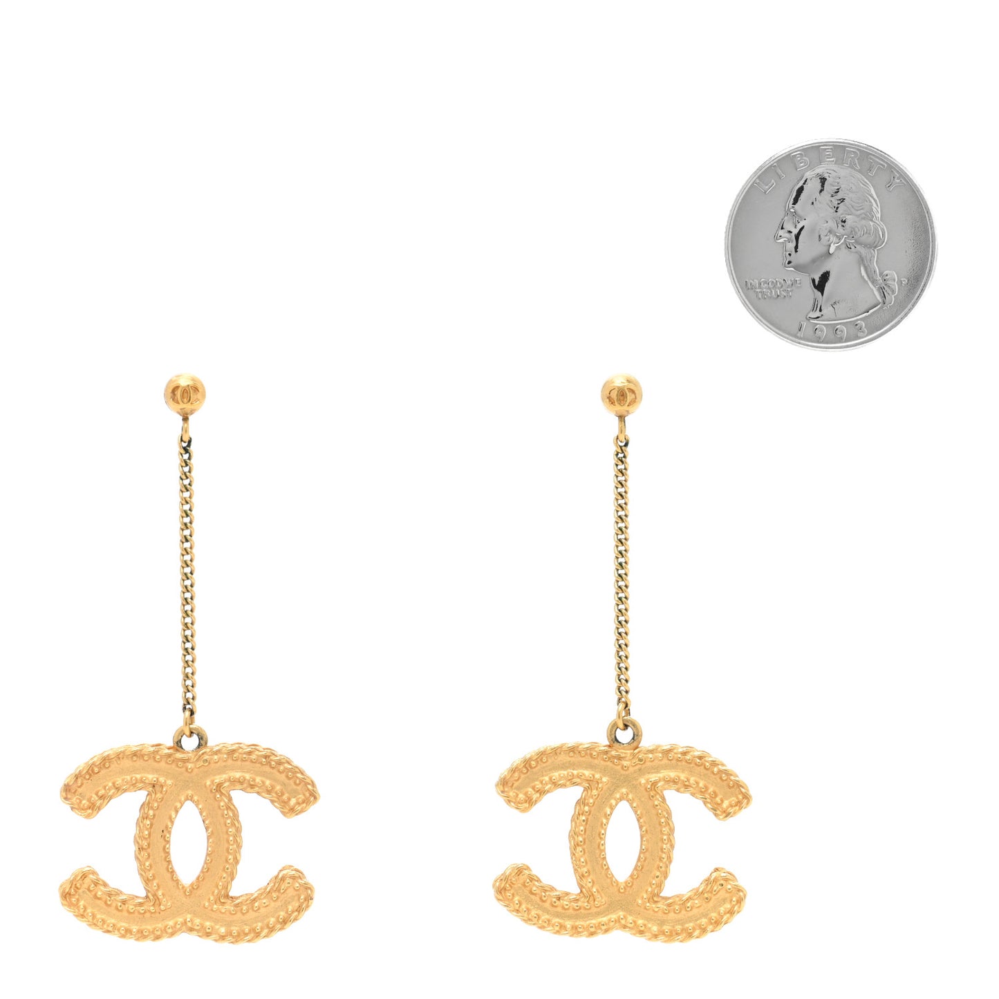 CC Drop Earrings Matte Gold