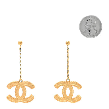 Chanel CC Drop Earrings Matte Gold 4 of 8