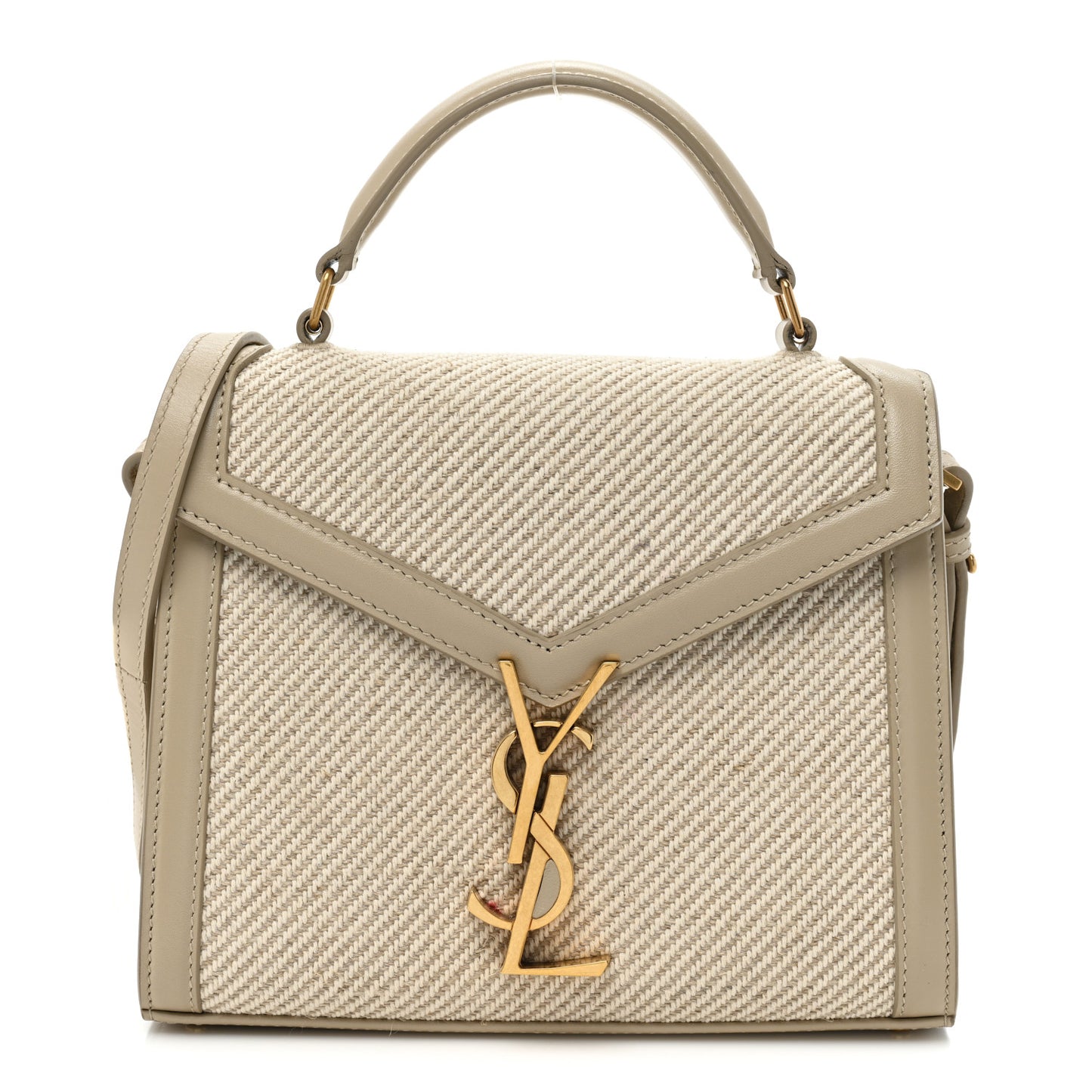 Canvas Calfskin Mini Classic Monogram Cassandra Top Handle Beige Cream