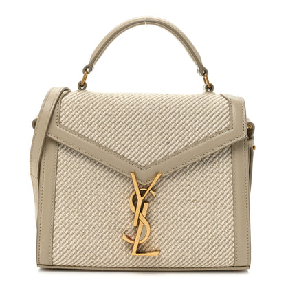 Saint Laurent Canvas Calfskin Mini Classic Monogram Cassandra Top Handle Beige Cream 1 of 15