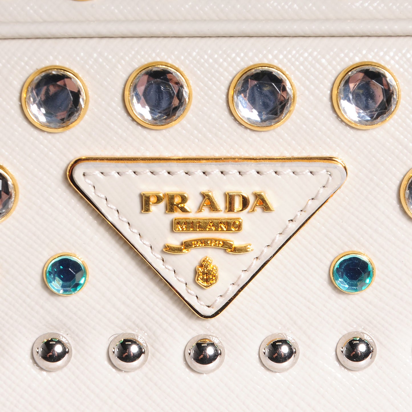 Saffiano Vernice Crystal Pyramid Bag White