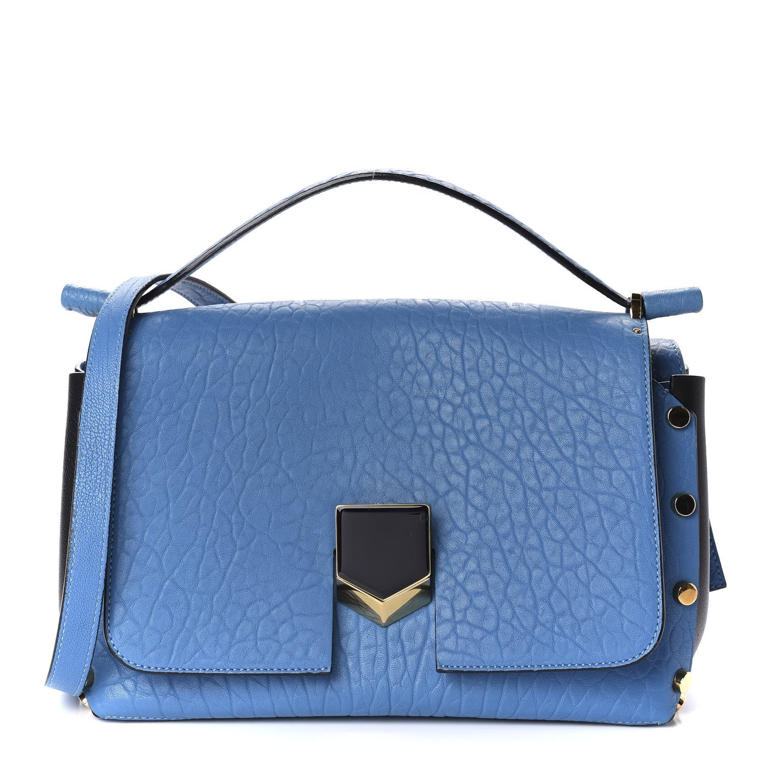 Jimmy Choo Grainy Calfskin Small Lockett Shoulder Bag Blue 1 of 12