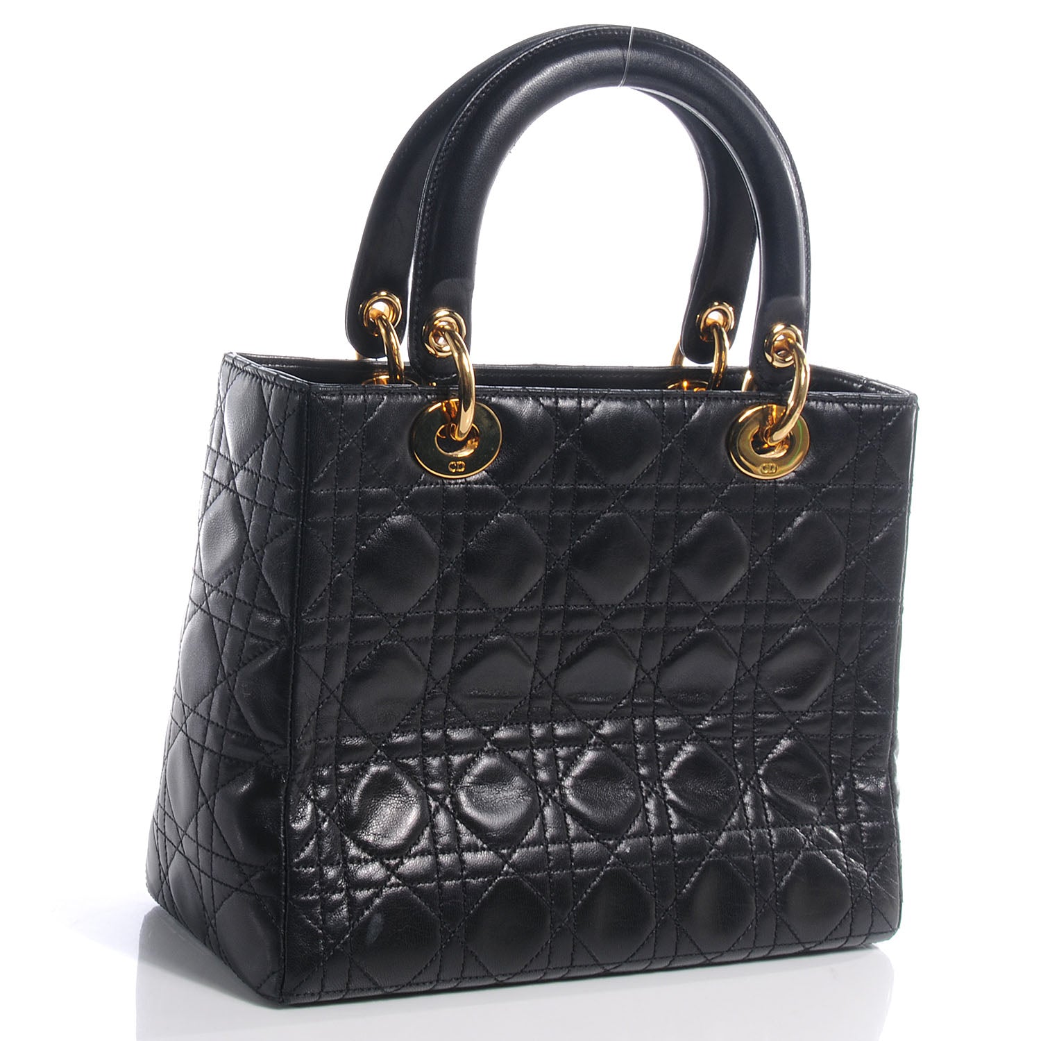 Christian Dior Lambskin Cannage Medium Lady Dior Black 3 of 9
