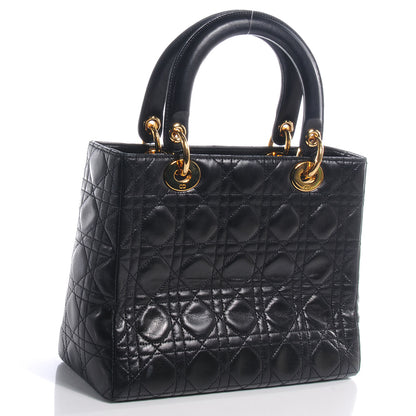 Christian Dior Lambskin Cannage Medium Lady Dior Black 3 of 9