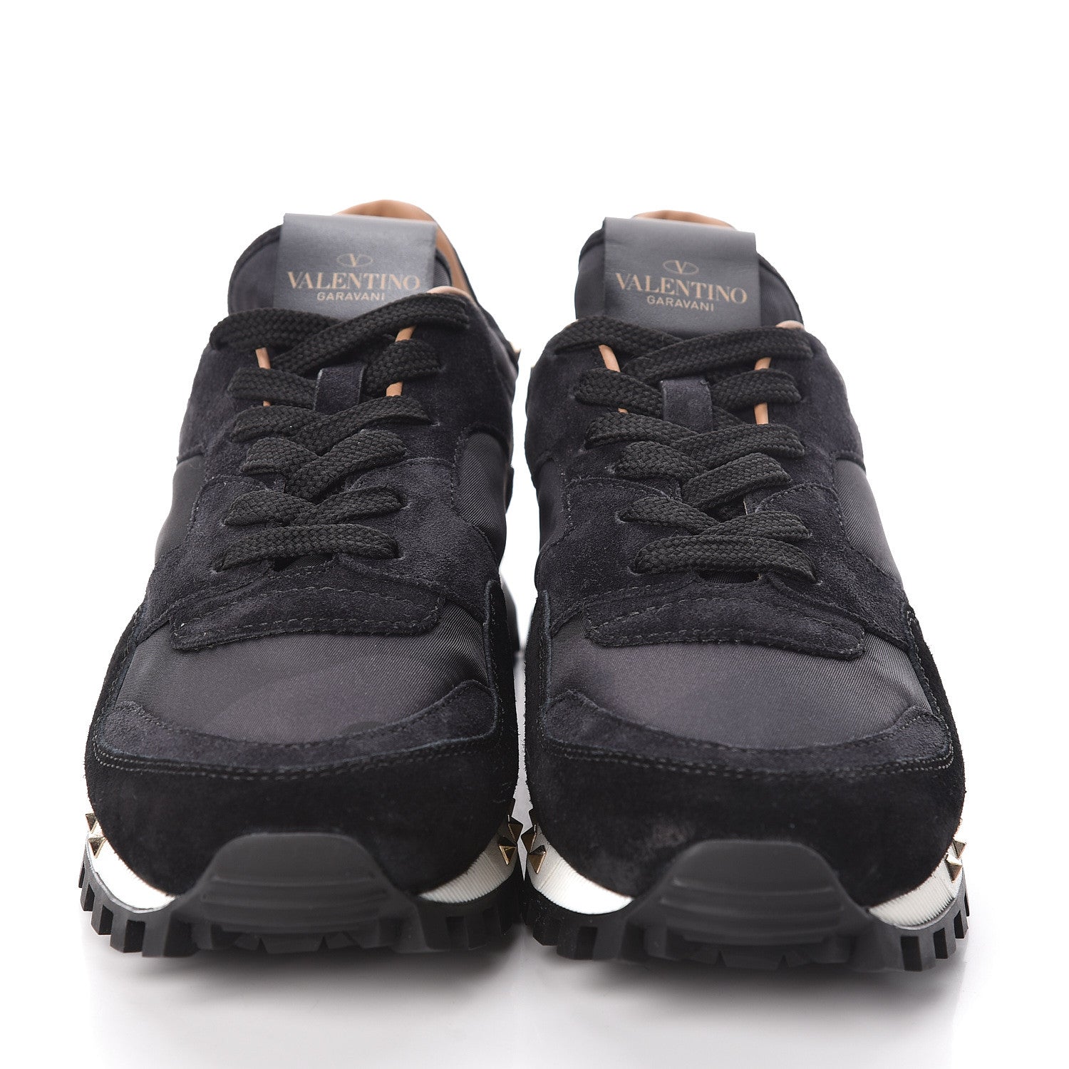 Valentino Garavani Suede Nylon Camouflage Womens Soul Rockstud Sneakers 38 Black 2 of 8