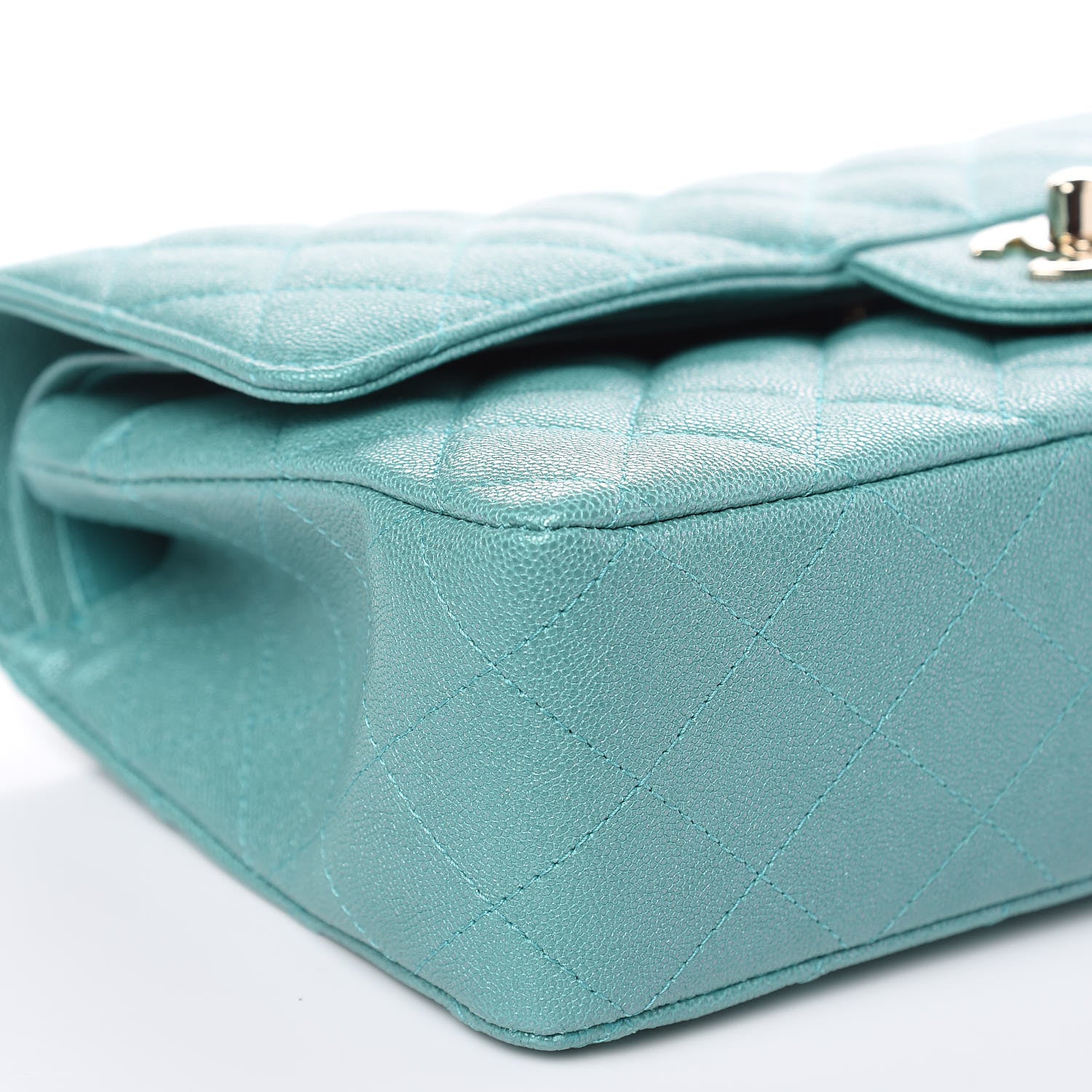 Chanel Iridescent Caviar Quilted Medium Double Flap Green 8 of 10