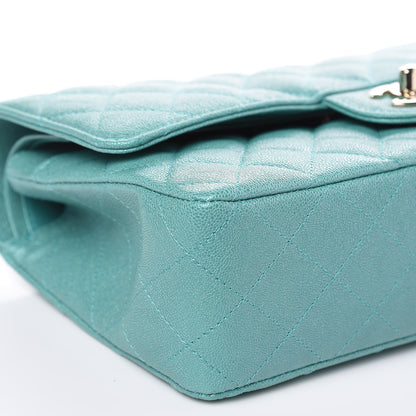 Chanel Iridescent Caviar Quilted Medium Double Flap Green 8 of 10