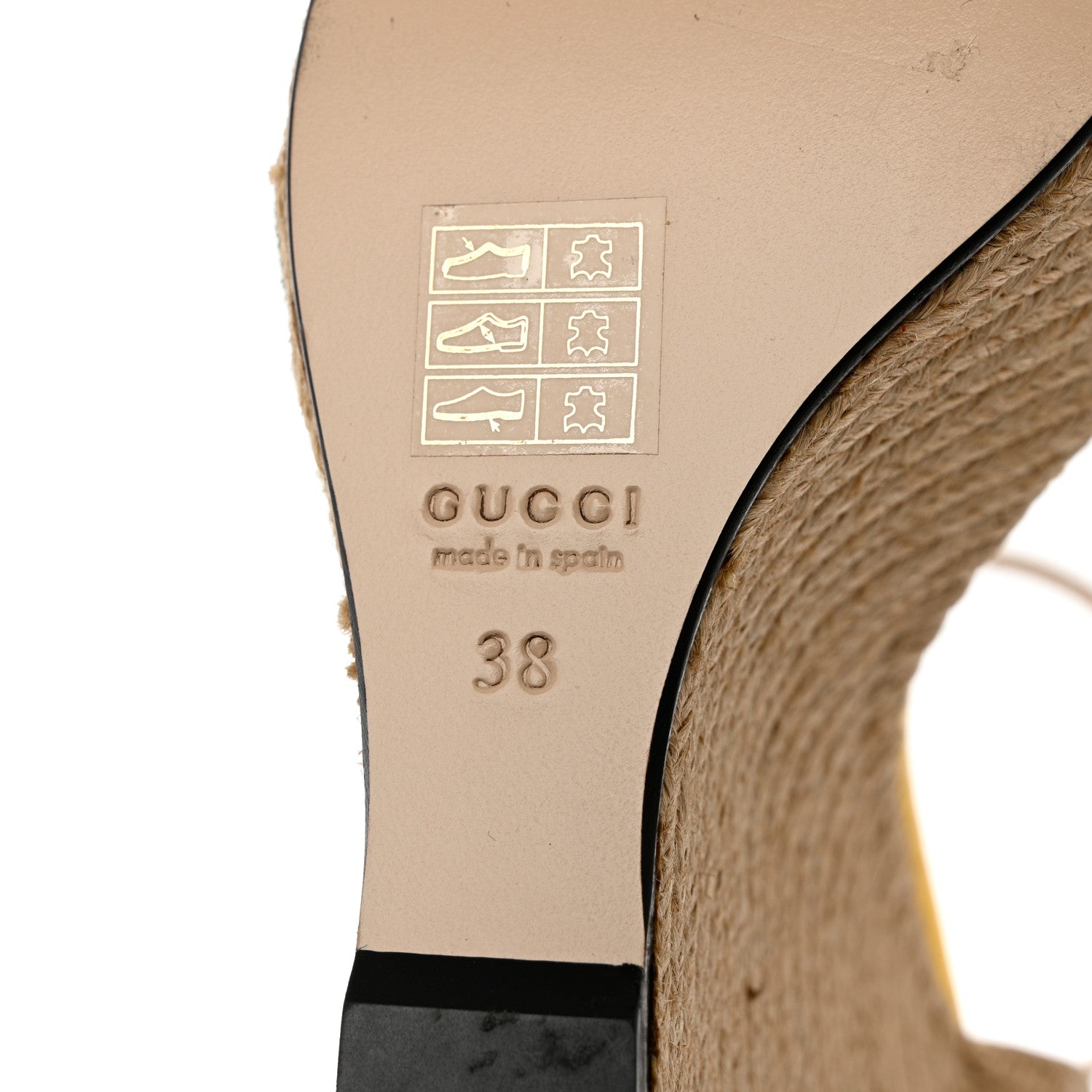 Gucci Metallic Nappa Ophelia Espadrille Platform Wedge Sandals 38 Oro Vecchio 8 of 14