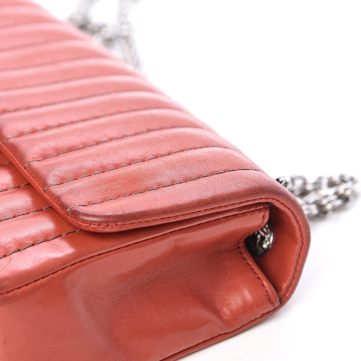 Lambskin Vertical Quilted East West Flap Red
