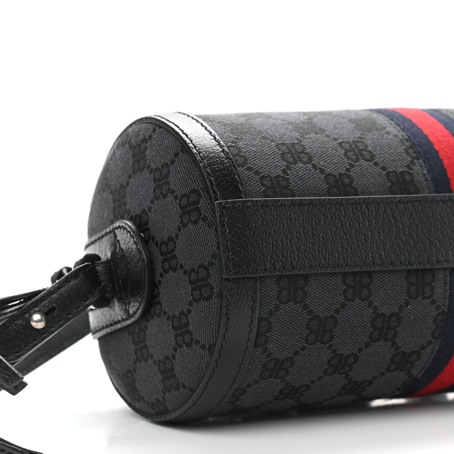 Gucci X BALENCIAGA BB Monogram Web Small Ophidia Boston Bag Black 7 of 8