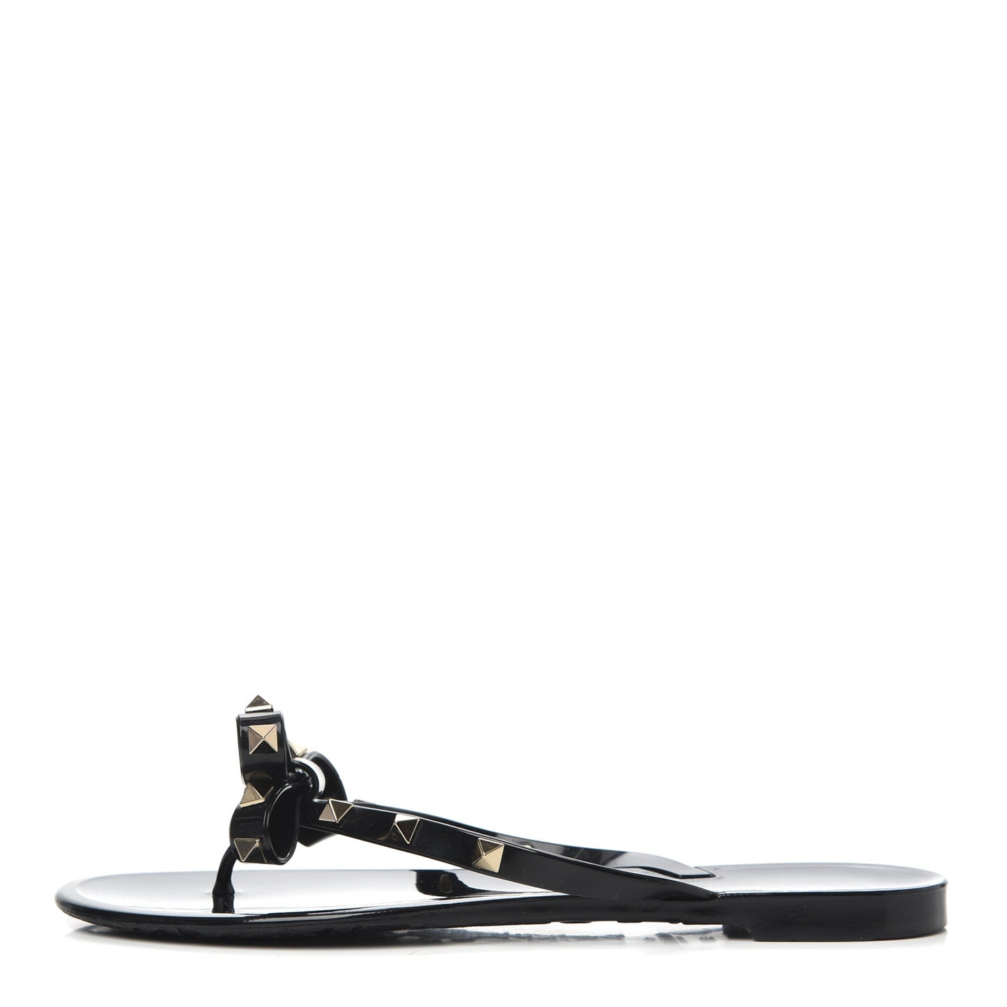 PVC Jelly Rockstud Bow Thong Sandals 38 Black