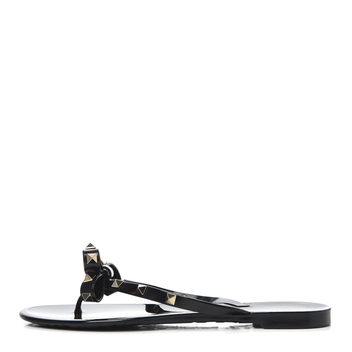 Valentino Garavani PVC Jelly Rockstud Bow Thong Sandals 38 Black 1 of 14