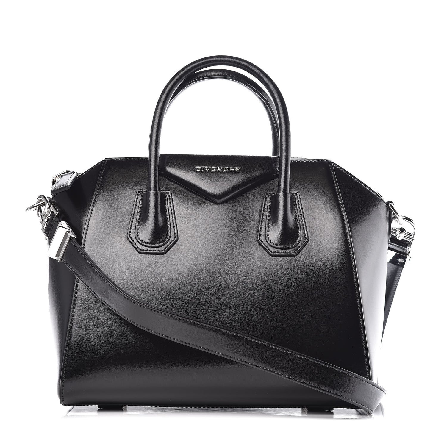 Shiny Lord Calfskin Small Antigona Black