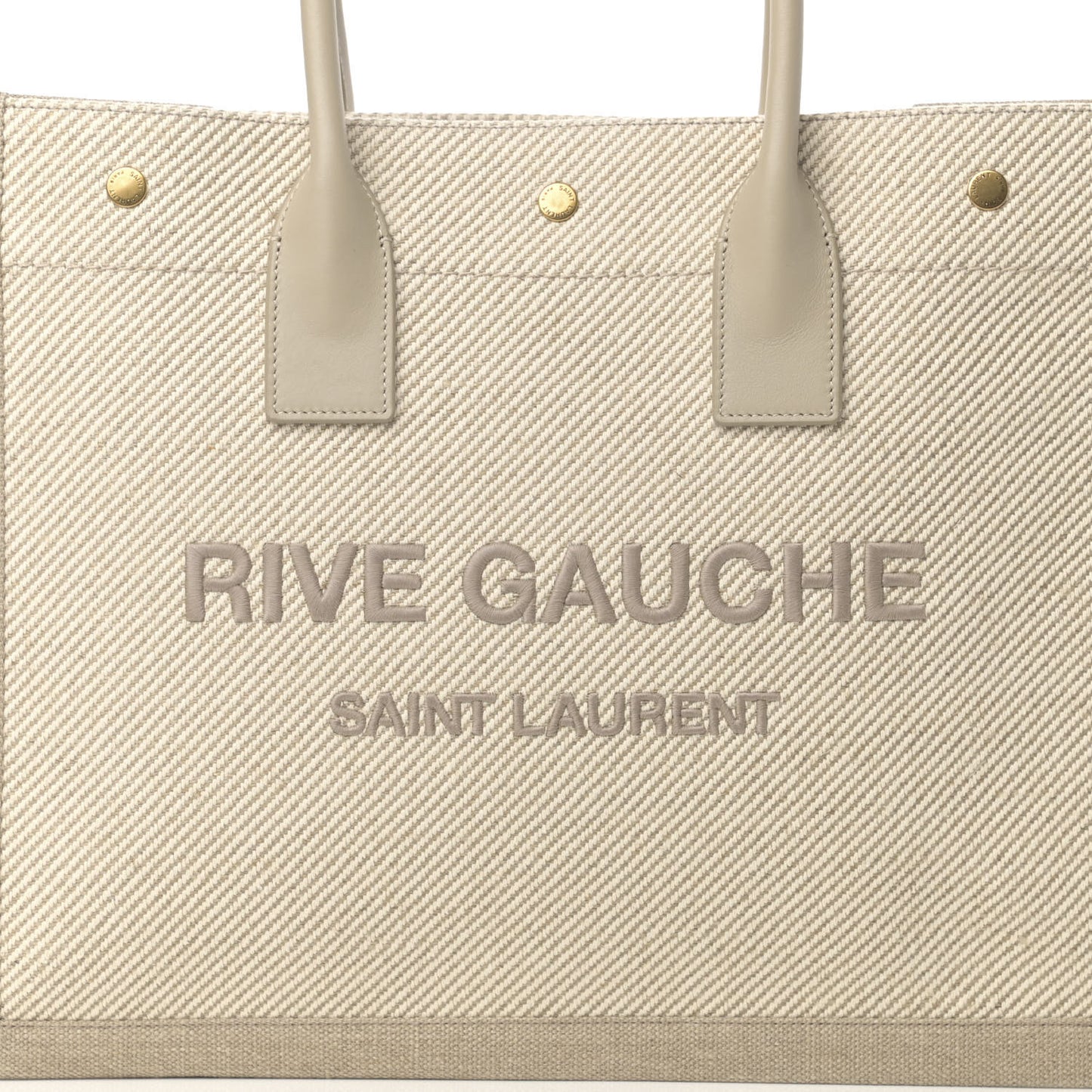Linen Calfskin Small Rive Gauche Tote Beige Sea Salt