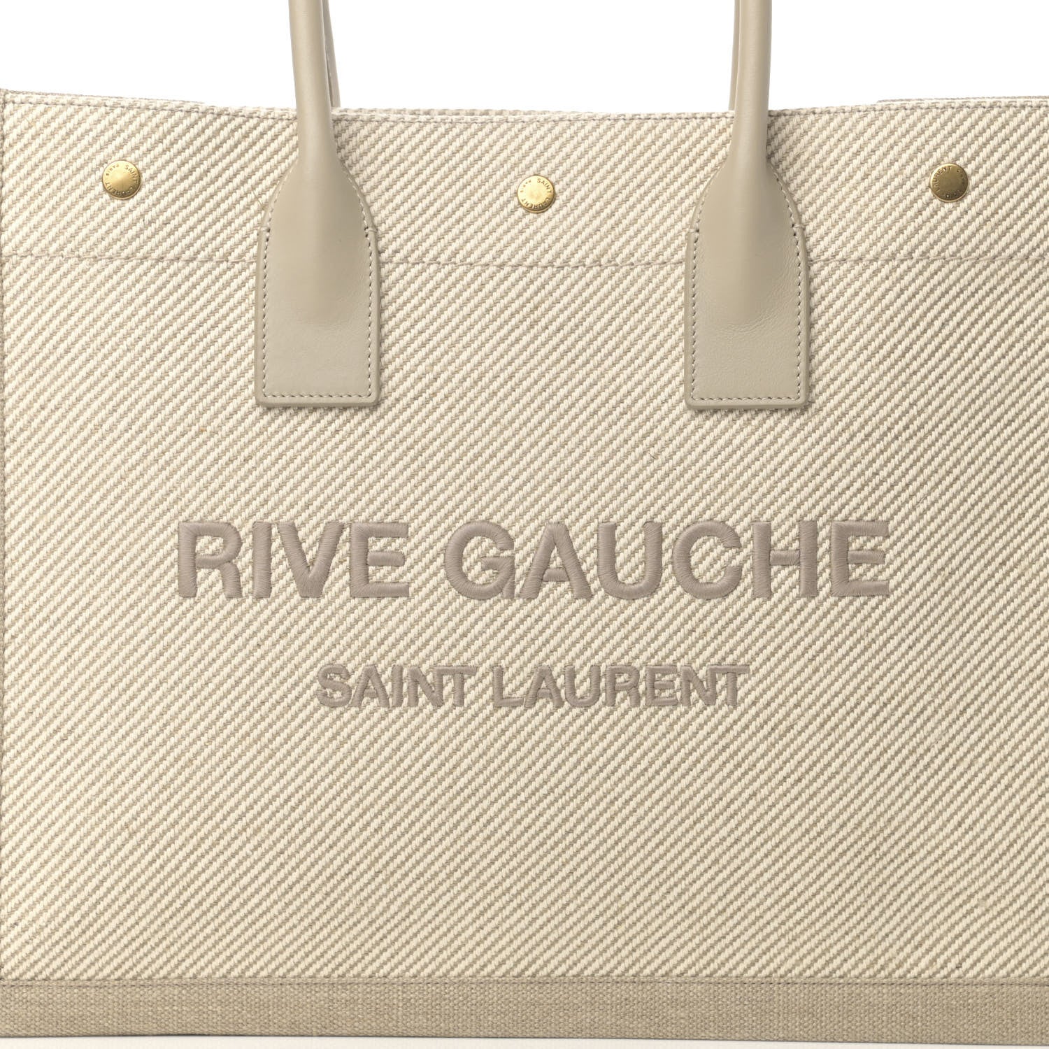 Saint Laurent Linen Calfskin Small Rive Gauche Tote Beige Sea Salt 8 of 10