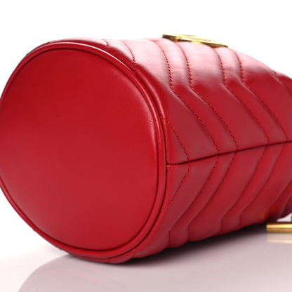 Gucci Calfskin Matelasse Mini GG Marmont 2.0 Bucket Bag Hibiscus Red 11 of 12