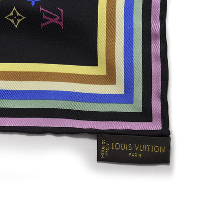 Louis Vuitton Silk Monogram Multicolor Square Scarf Black 3 of 5