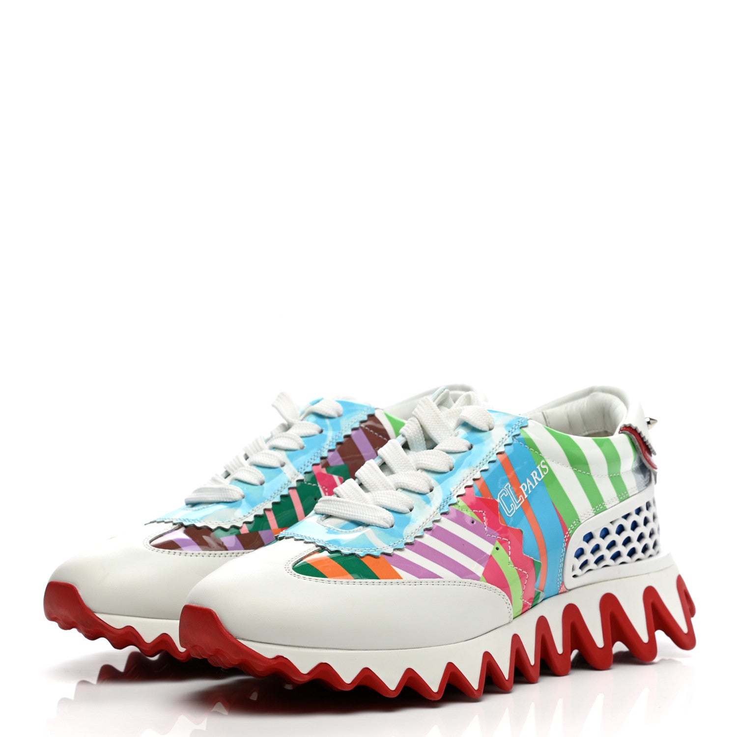 Christian Louboutin Calfskin Patent Swimming Pool Womens Loubishark Sneakers 36.5 Multicolor 3 of 11