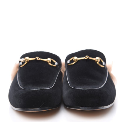 Gucci Velvet Fur Mens Princetown Slippers 6 Black 2 of 8