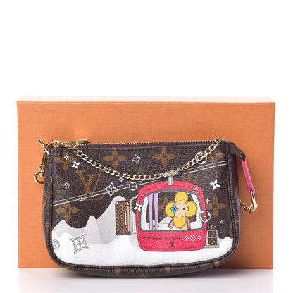 Louis Vuitton Monogram 2019 Christmas Animation Mini Courchevel Pochette Accessories Fuchsia 8 of 8