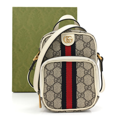 Gucci GG Supreme Monogram Web Mini Ophidia Double Zip Messenger Bag Beige Ebony Mystic White 16 of 16