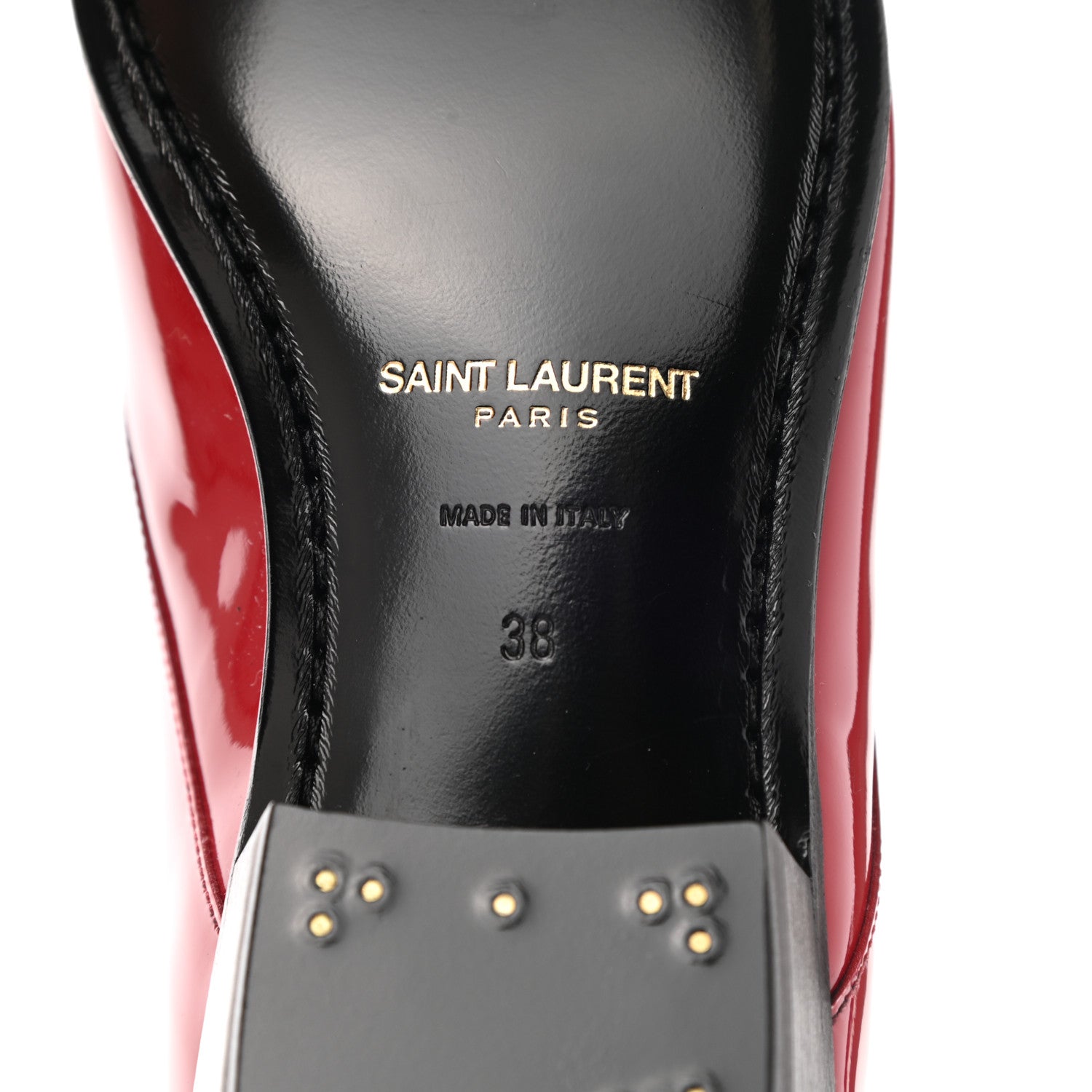 Saint Laurent Patent Calfskin Joan Ankle Boots 38 Red 7 of 11