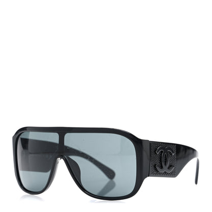 Chanel Acetate Crystal CC Shield Sunglasses 5466-B-A Black 1 of 7