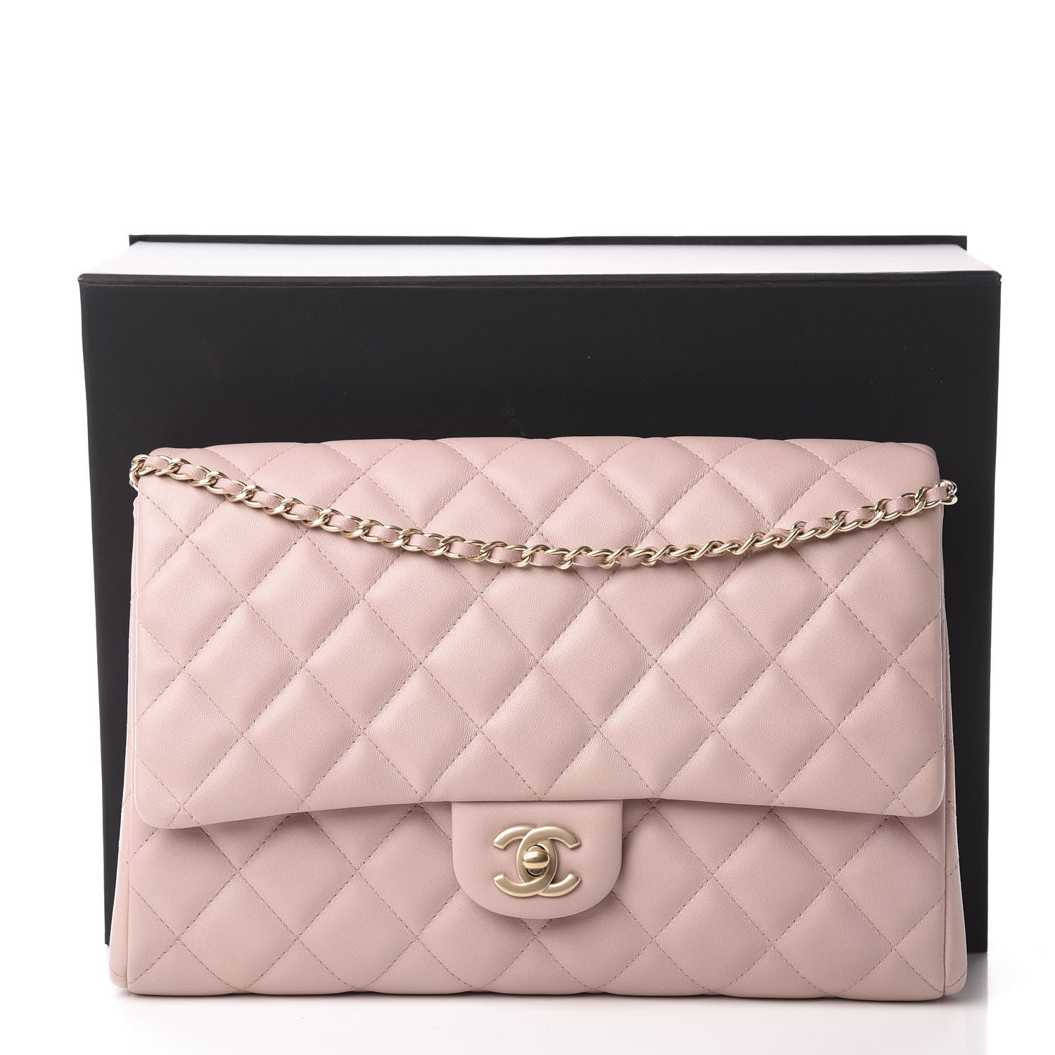 Chanel Lambskin Quilted Clutch With Chain Flap Light Pink 10 of 10