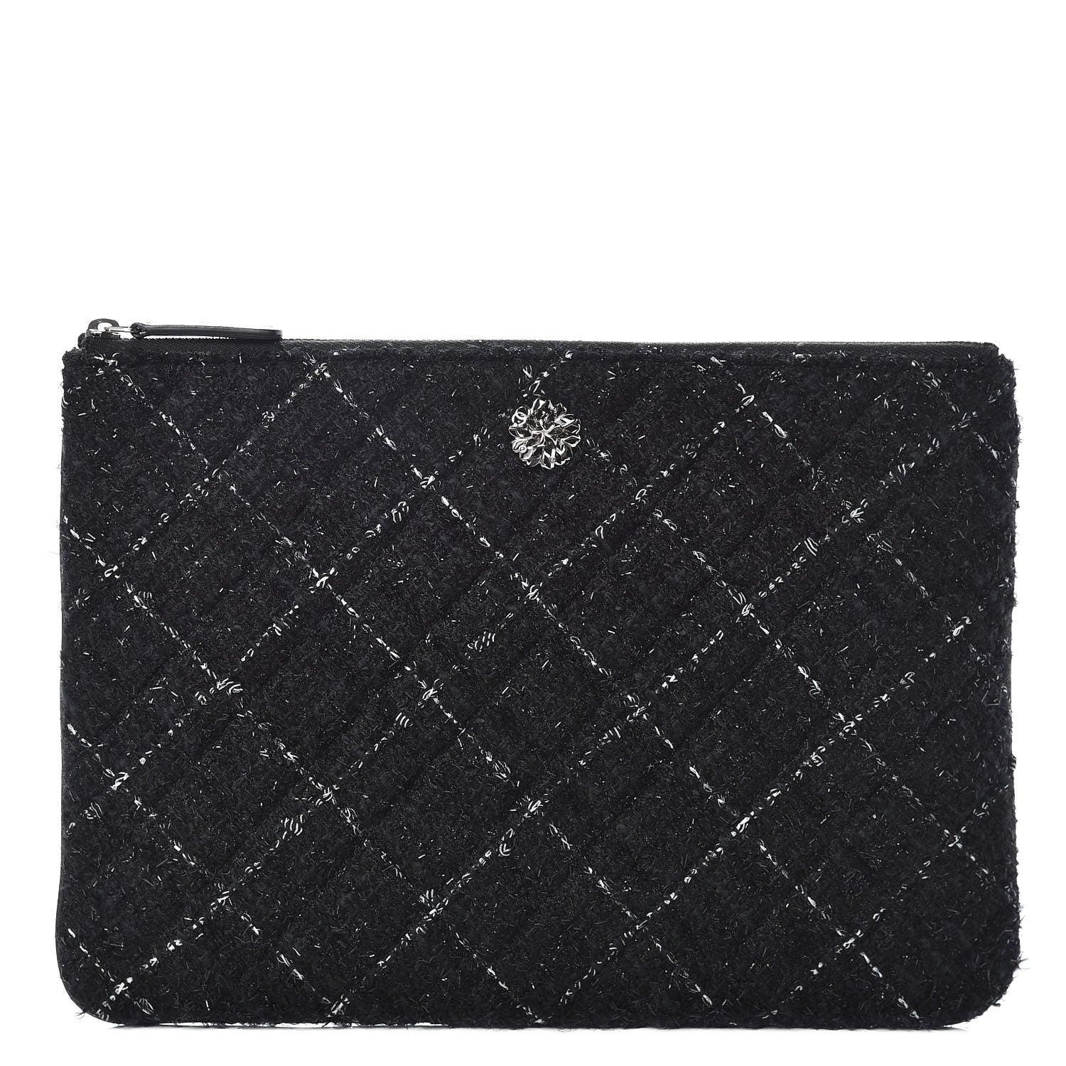 Chanel Tweed Lambskin Quilted Medium Cosmetic Case Black 1 of 7