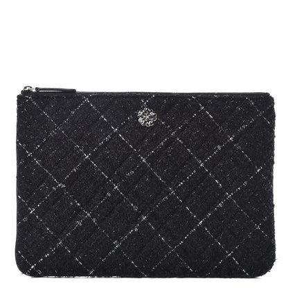 Chanel Tweed Lambskin Quilted Medium Cosmetic Case Black 1 of 7