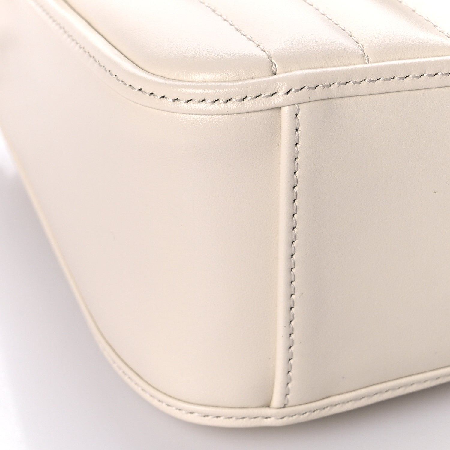 Gucci Calfskin Matelasse Aria Mini GG Marmont Top Handle Shoulder Bag Mystic White 8 of 9