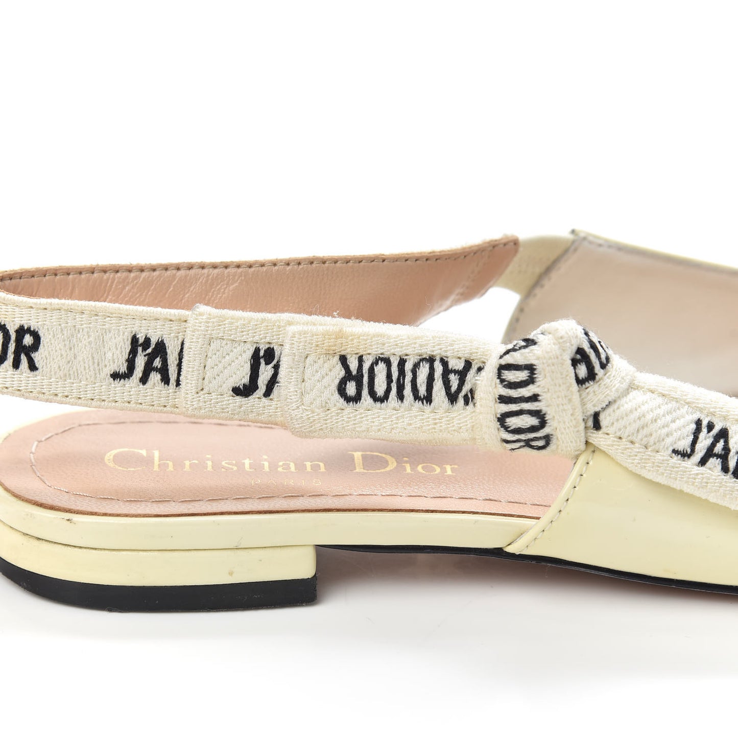 Patent Ribbon J'Adior Slingback Ballet Flats 36 Off White