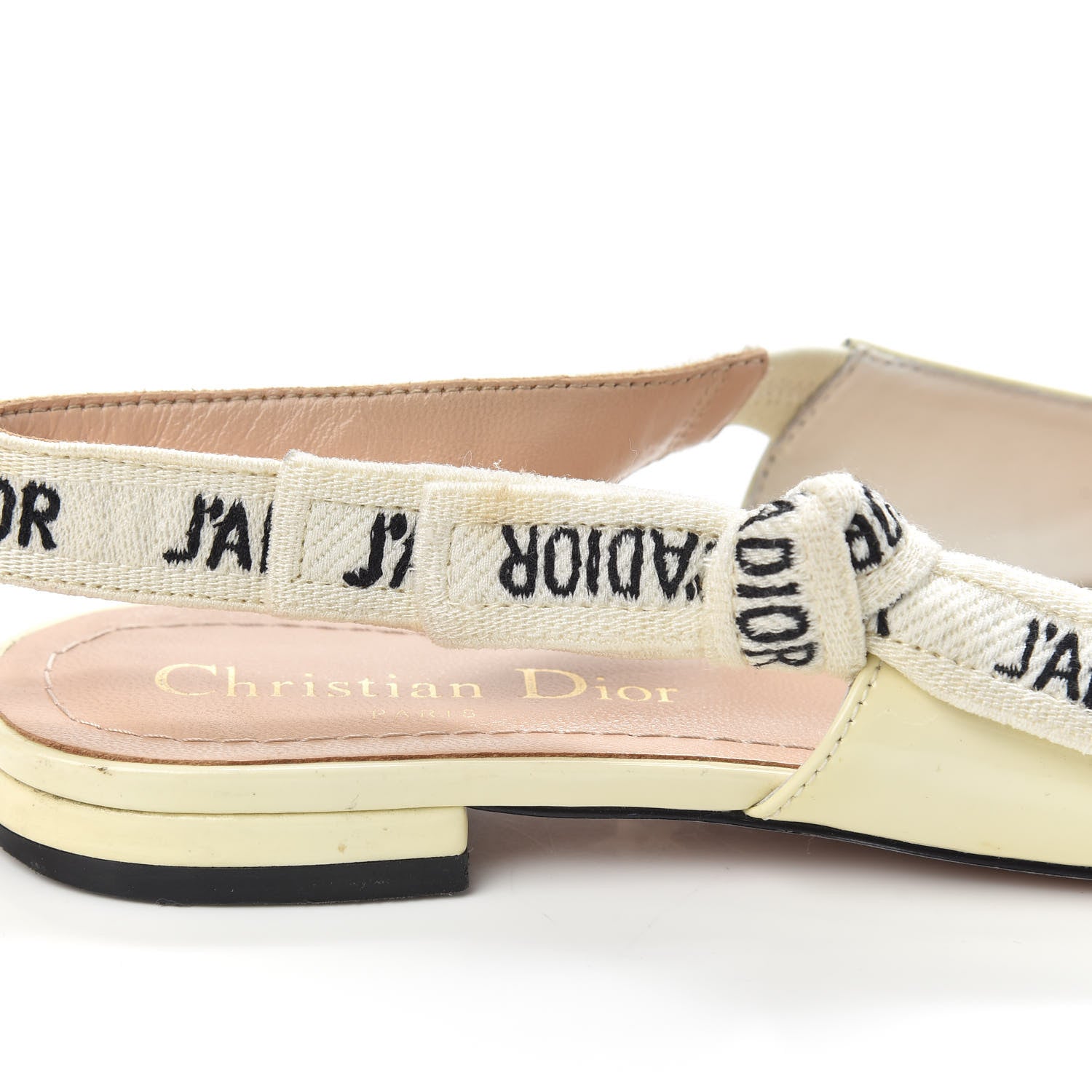 Christian Dior Patent Ribbon J'Adior Slingback Ballet Flats 36 Off White 8 of 12