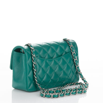 Chanel Lambskin Quilted Mini Rectangular Flap Green 3 of 7