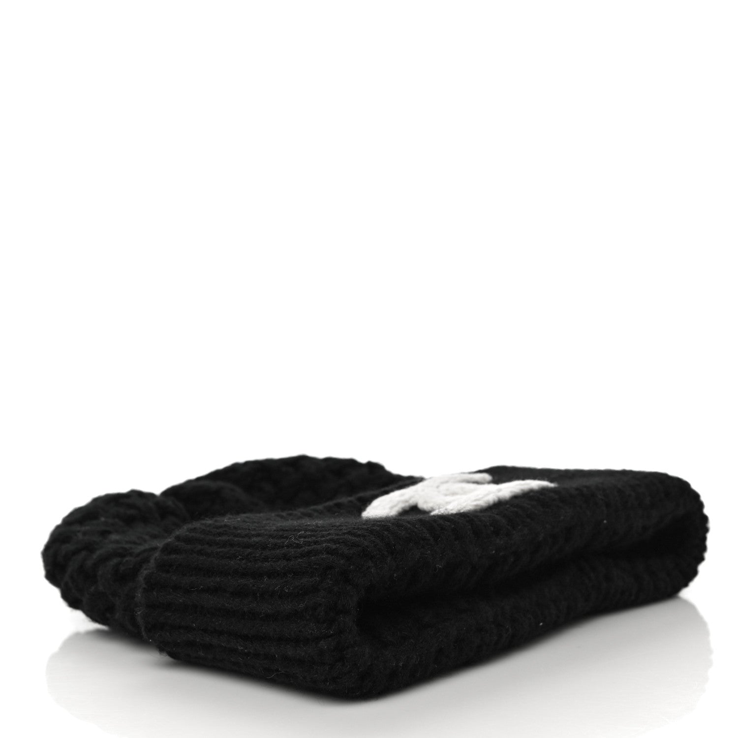Chanel Cashmere CC Beanie Hat Black White 3 of 8