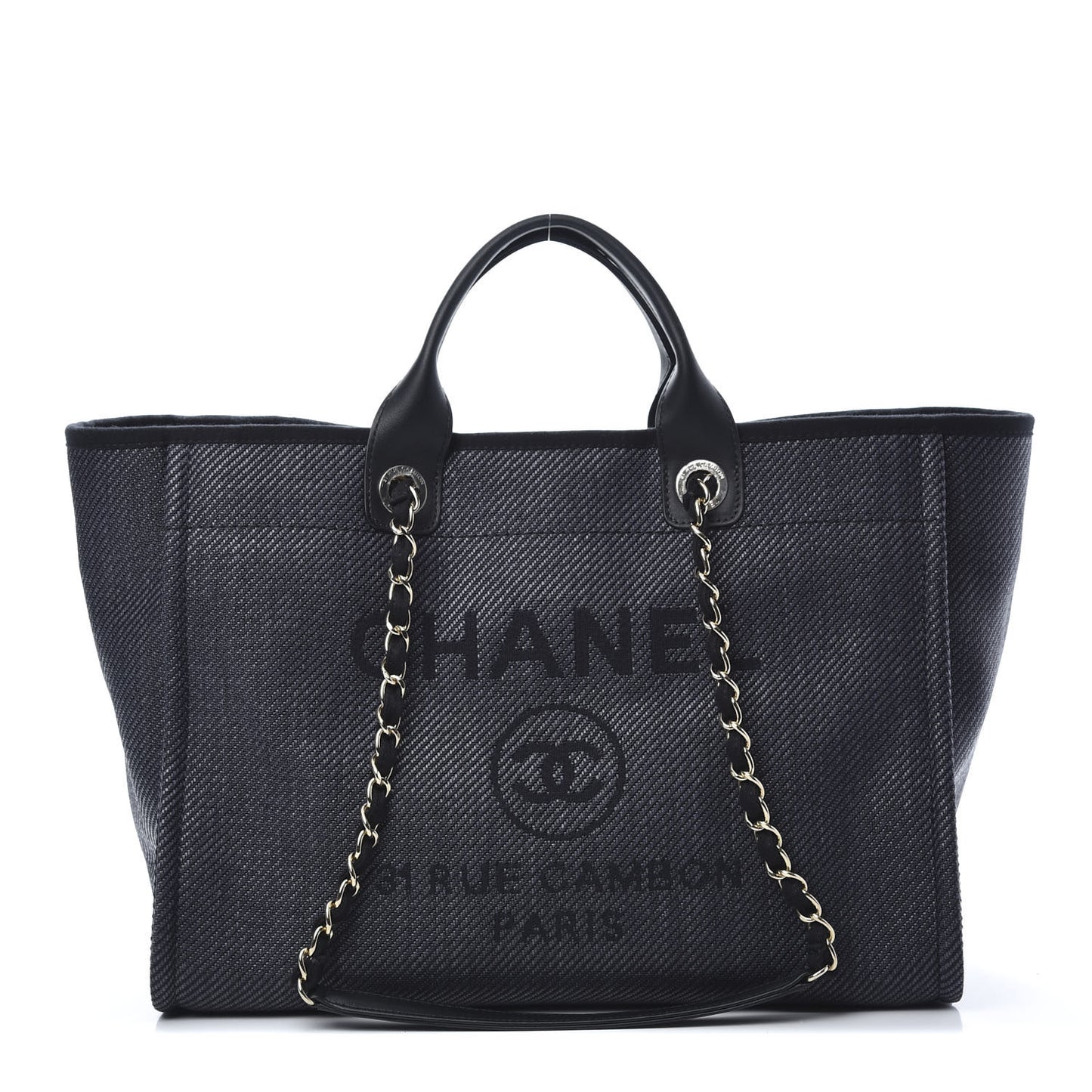 Mixed Fibers Calfskin Medium Deauville Tote Blue