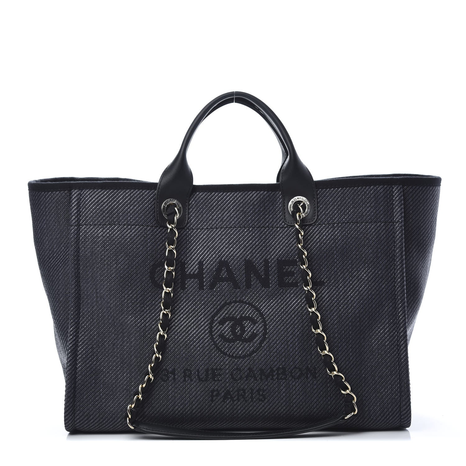 Chanel Mixed Fibers Calfskin Medium Deauville Tote Blue 1 of 10