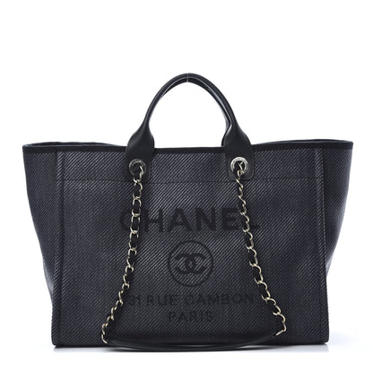 Chanel Mixed Fibers Calfskin Medium Deauville Tote Blue 1 of 10